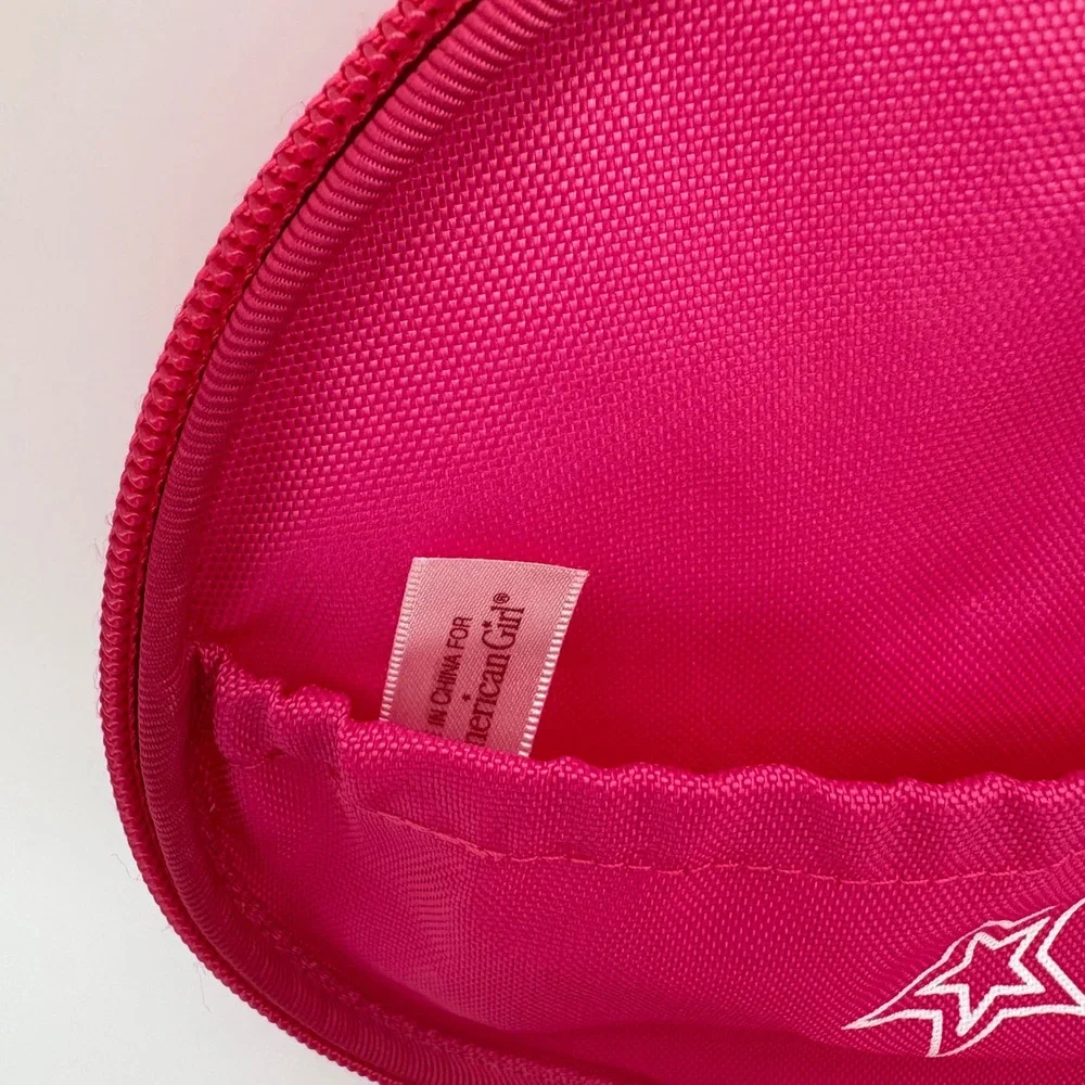 American Girl Doll Magenta Pink‎ Star Pattern Round Accessory Travel Case Pouch